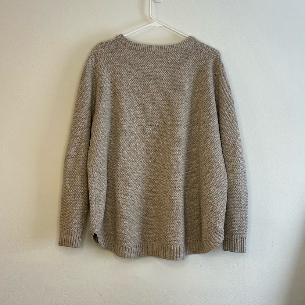Pink Clover Tan Crew Neck Sweater Soft Knit - Picture 2 of 3